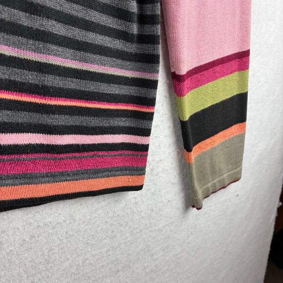 Vintage White Stag Full Zip Striped Sweater Women's XL V Neck Long Sleeve READ - Picture 8 of 15